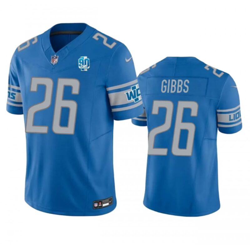 68621d14f3205_1 Men's Detroit Lions #26 Jahmyr Gibbs Blue 2023 F.U.S.E. 90th Anniversary Vapor Untouchable Limited Stitched Jersey
