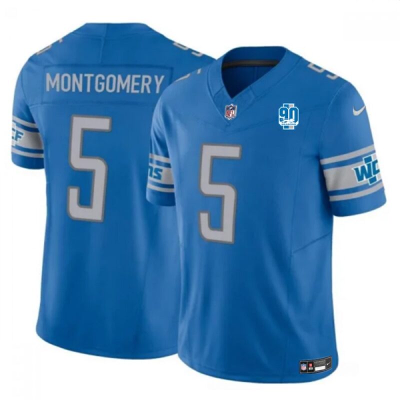 68621d21c69c1_1 Men's Detroit Lions #5 David Montgomery Blue 2023 F.U.S.E. 90th Anniversary Vapor Untouchable Limited Stitched Jersey