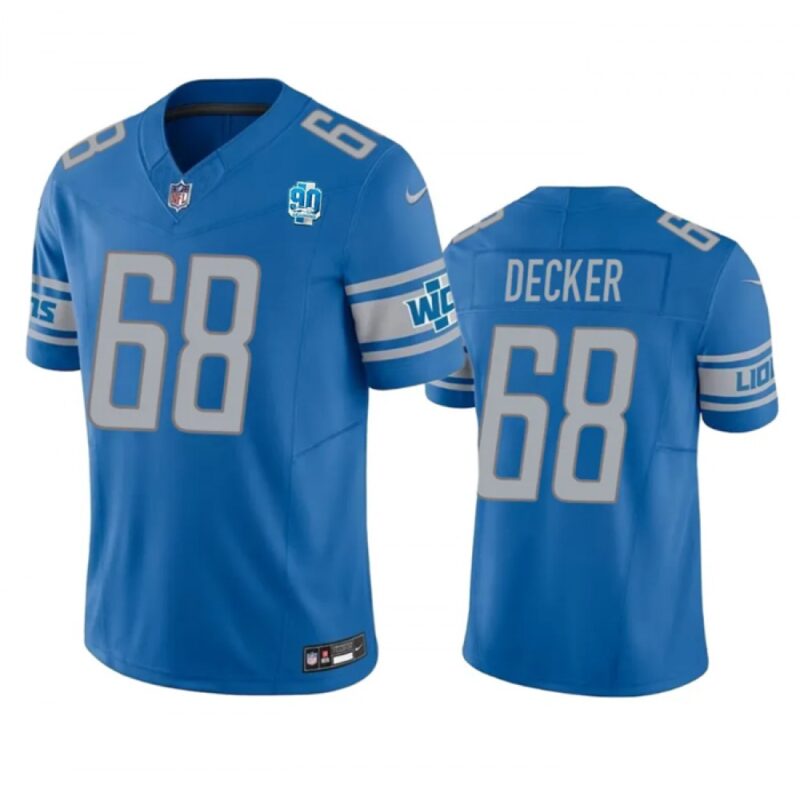 68621d2812f27_1 Men's Detroit Lions #68 Taylor Decker Blue 2023 F.U.S.E. 90th Anniversary Vapor Untouchable Limited Stitched Jersey
