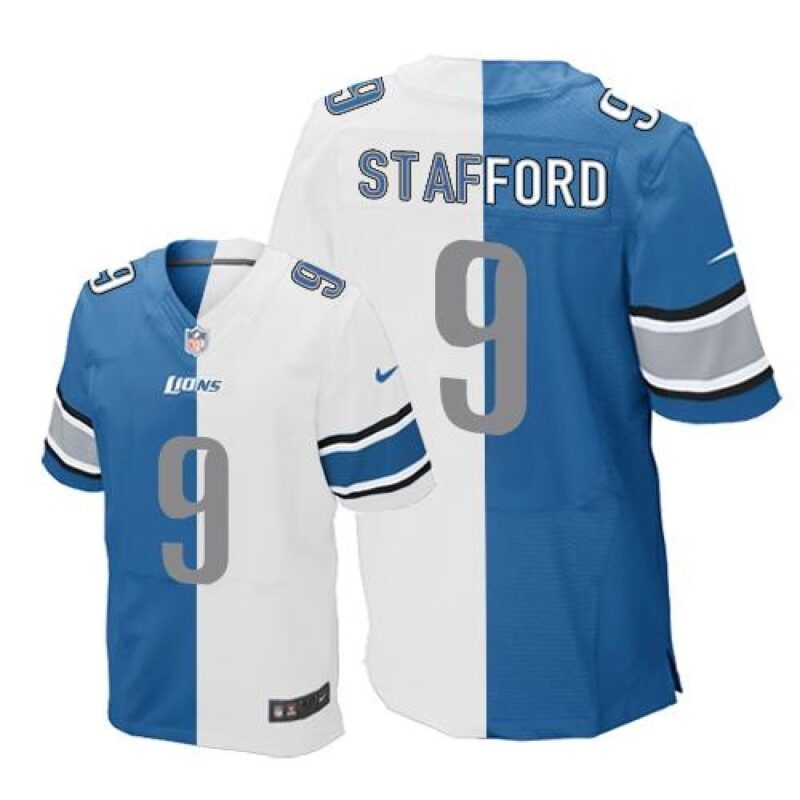68621d73e186f_1 Lions #9 Matthew Stafford Blue/White Men's Stitched NFL Elite Split Jersey