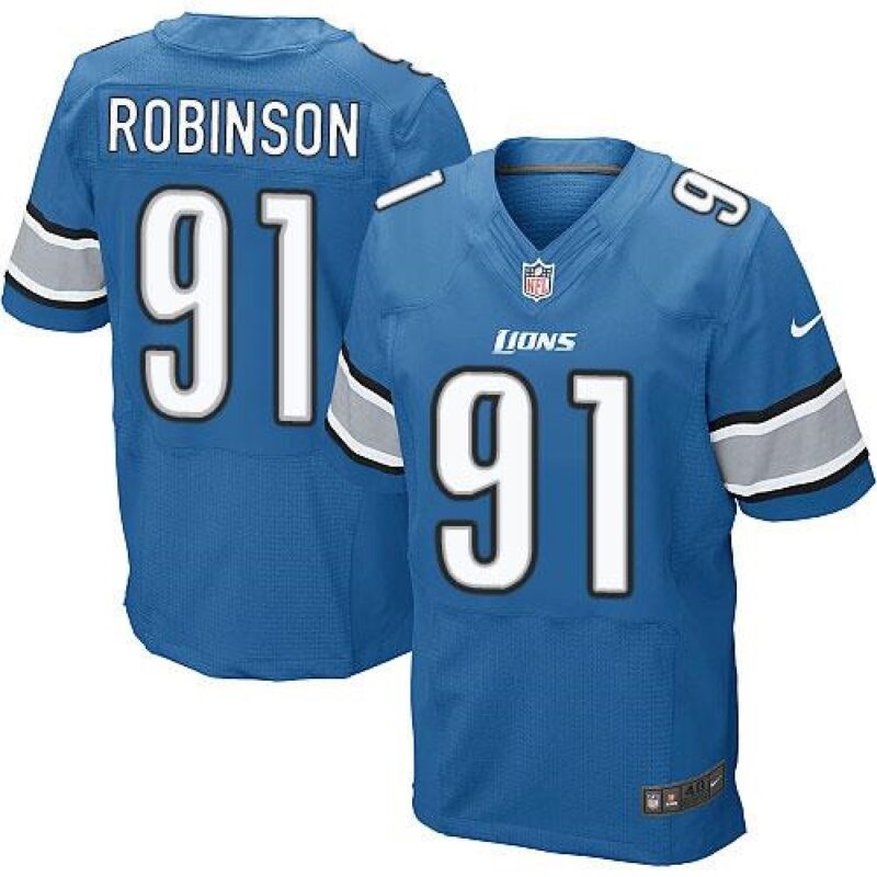 68621d76e1686_1 Lions #91 A'Shawn Robinson Blue Team Color Men's Stitched NFL Elite Jersey