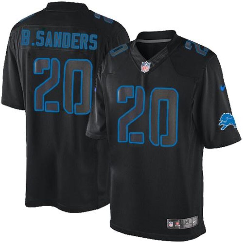 68621da6e3dc7_1 Lions #20 Barry Sanders Black Men's Stitched NFL Impact Limited Jersey