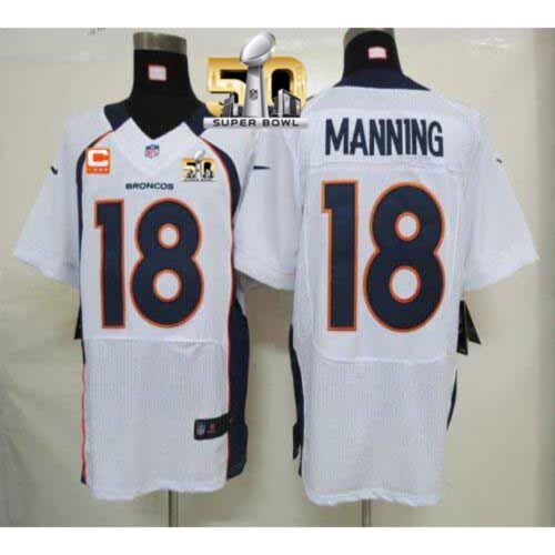 68621f31689fa_1 Broncos #18 Peyton Manning White With C Patch Super Bowl 50 Men's Stitched NFL Elite Jersey