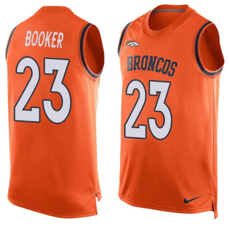 68621fef82a1d_1 Broncos #23 Devontae Booker Orange Team Color Men's Stitched NFL Limited Tank Top Jersey