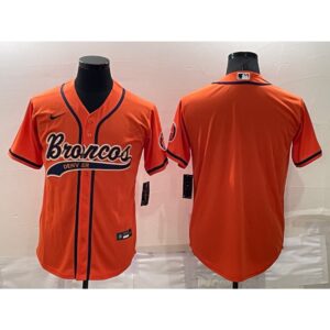 686221453ce83_1 Men's Denver Broncos Blank Cool Base Orange Stitched Baseball Jersey