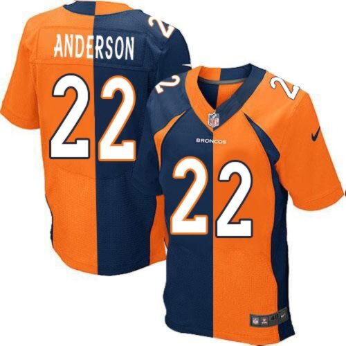 6862218461dda_1 Broncos #22 C.J. Anderson Orange/Navy Blue Men's Stitched NFL Elite Split Jersey