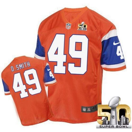 686221ad0c2de_1 Broncos #49 Dennis Smith Orange Super Bowl 50 Men's Stitched NFL Elite Throwback Jersey