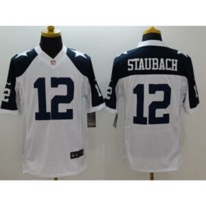 686226c49928a_1 Cowboys #12 Roger Staubach White Thanksgiving Throwback Men's Stitched NFL Limited Jersey