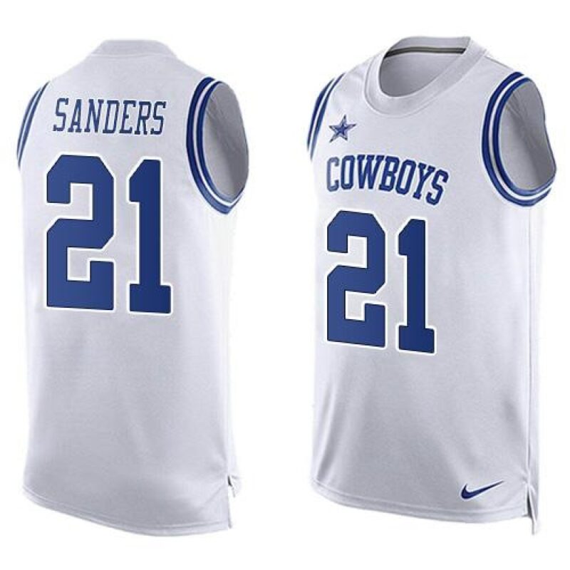 6862283fd22c0_1 Cowboys #21 Deion Sanders White Men's Stitched NFL Limited Tank Top Jersey