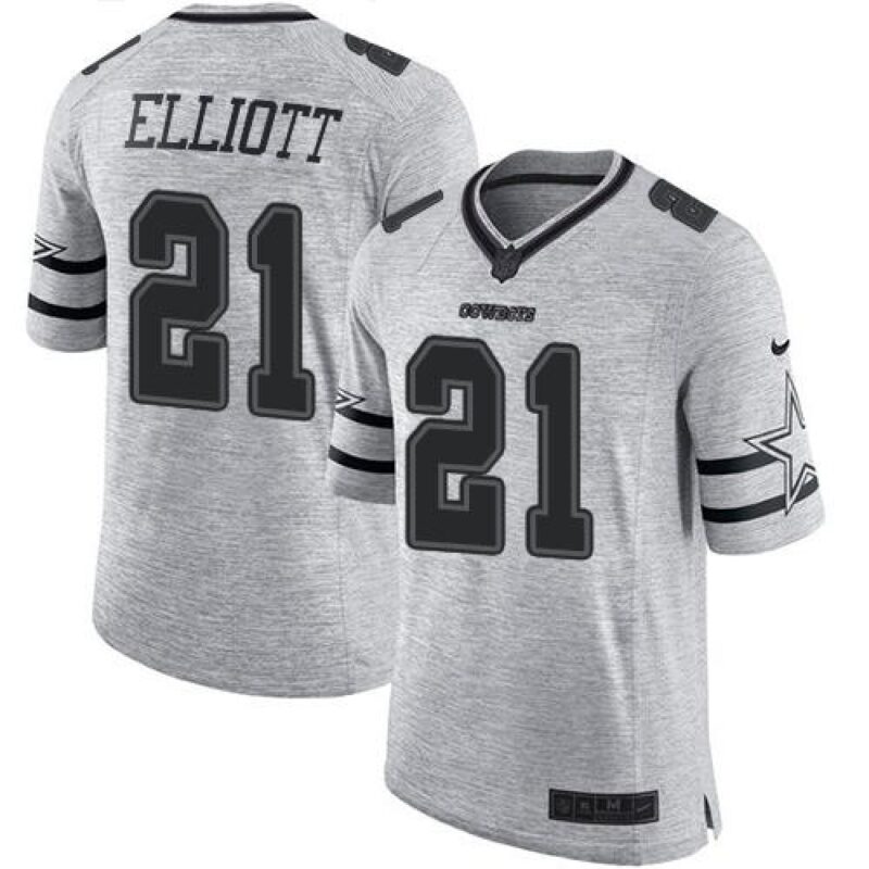 68622fcec2bf3_1 Cowboys #21 Ezekiel Elliott Gray Men's Stitched NFL Limited Gridiron Gray II Jersey