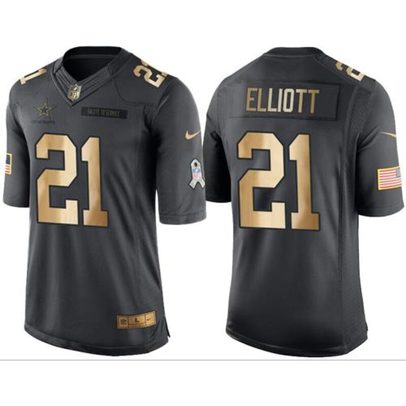 68623035c6955_1 Cowboys #21 Ezekiel Elliott Black Men's Stitched NFL Limited Gold Salute To Service Jersey