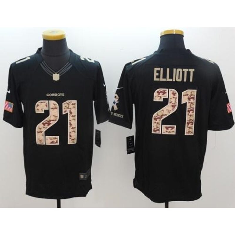 6862303f6e096_1 Cowboys #21 Ezekiel Elliott Black Men's Stitched NFL Limited Salute To Service Jersey