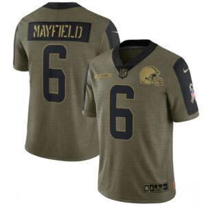 68623269857ab_1 Men's Cleveland Browns #6 Baker Mayfield 2021 Olive Salute To Service Limited Stitched Jersey