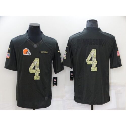6862328063732_1 Men's Cleveland Browns #4 Deshaun Watson Black Salute to Service Limited Stitched Jersey