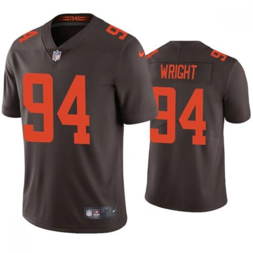 686232e5a61f0_1 Men's Cleveland Browns #94 Alex Wright Brown Vapor Untouchable Limited Stitched Jersey