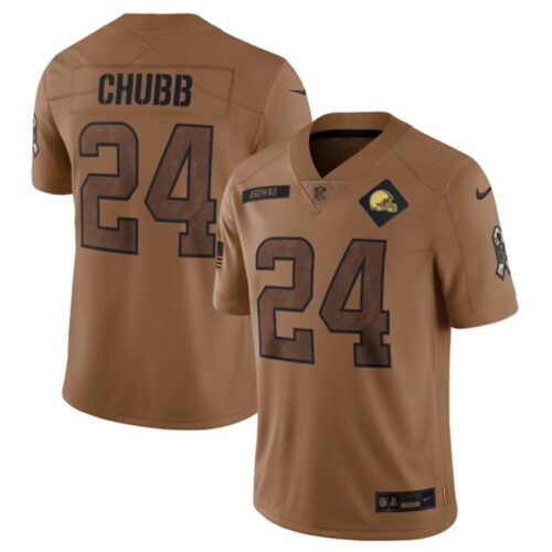 68623334b9501_1 Men's Cleveland Browns #24 Nick Chubb 2023 Brown Salute To Service Limited Stitched Jersey