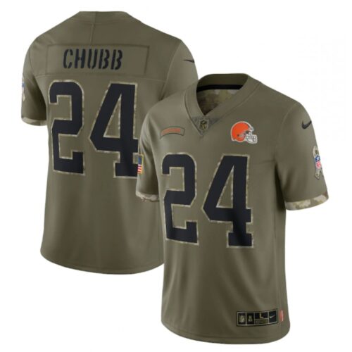 6862333849cb2_1 Men's Cleveland Browns #24 Nick Chubb Olive 2022 Salute To Service Limited Stitched Jersey
