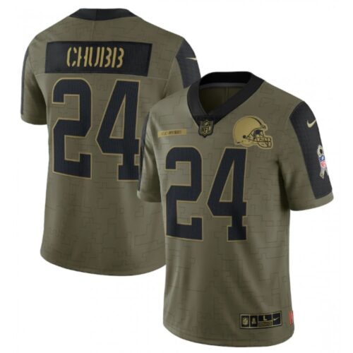 6862333ebb1e6_1 Men's Cleveland Browns #24 Nick Chubb 2021 Olive Salute To Service Limited Stitched Jersey