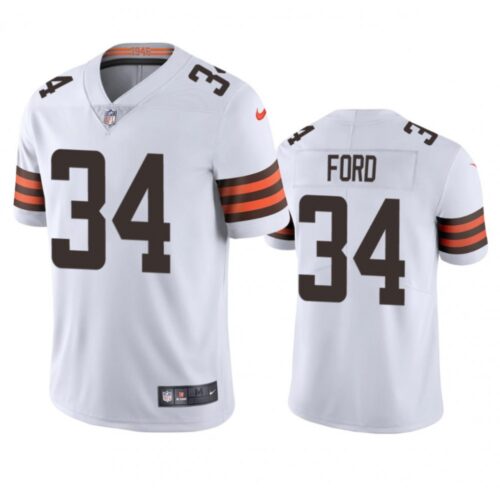 686233832c9bc_1 Men's Cleveland Browns #34 Jerome Ford White Vapor Limited Stitched Jersey