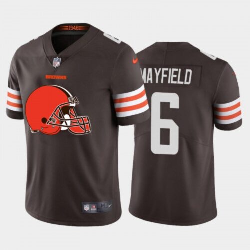 686233b9759c3_1 Men's Cleveland Browns #6 Baker Mayfield. Brown 2020 Team Big Logo Limited Stitched Jersey
