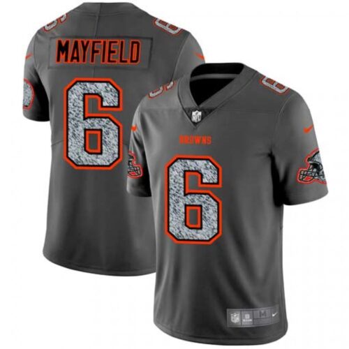 686233c600e4a_1 Men's Cleveland Browns #6 Baker Mayfield 2019 Gray Fashion Static Limited Stitched NFL Jersey