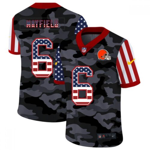 686233fc5aa9e_1 Men's Cleveland Browns #6 Baker Mayfield 2020 Camo USA Flag Limited Stitched Jersey