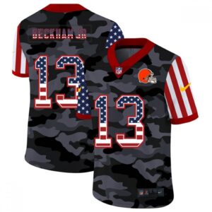 6862345a3da7a_1 Men's Cleveland Browns #13 Odell Beckham Jr. 2020 Camo USA Flag Limited Stitched Jersey