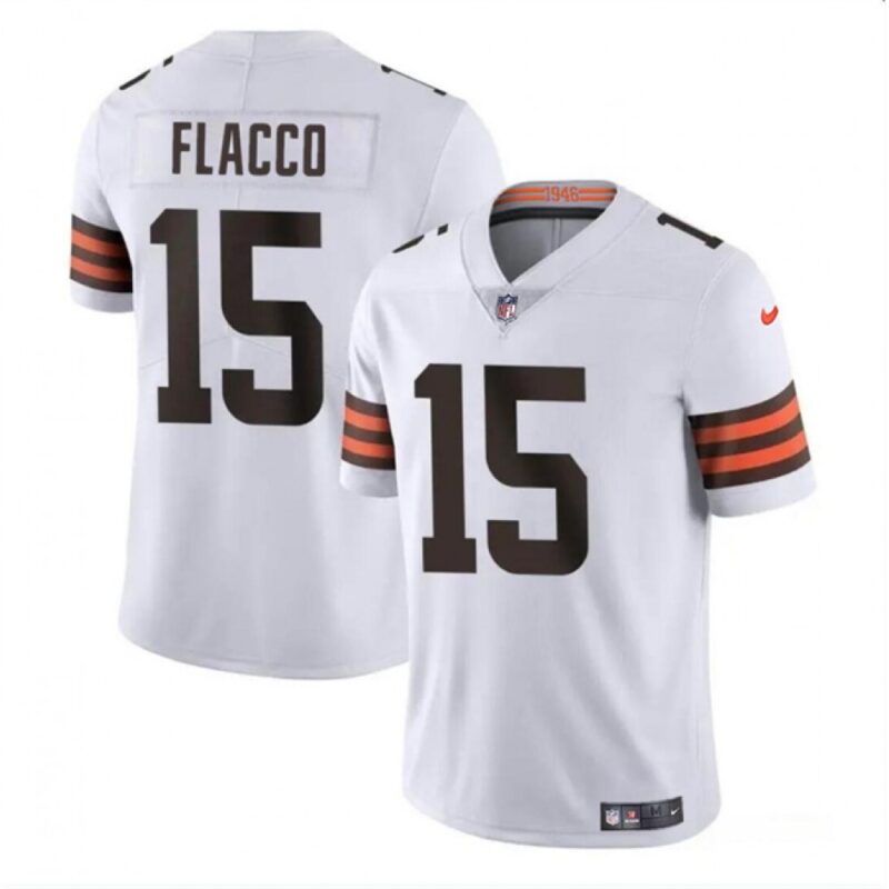 6862346404a7d_1 Men's Cleveland Browns #15 Joe Flacco White Vapor Untouchable Limited Stitched Jersey