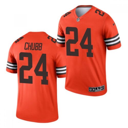6862352265756_1 Men's Cleveland Browns #24 Nick Chubb Orange Inverted Legend Stitched Football Jersey