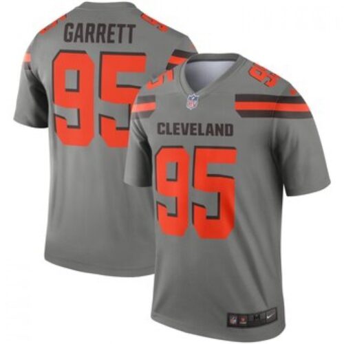6862353f43aa7_1 Men's Cleveland Browns #95 Myles Garrett Gray Inverted Legend Jersey