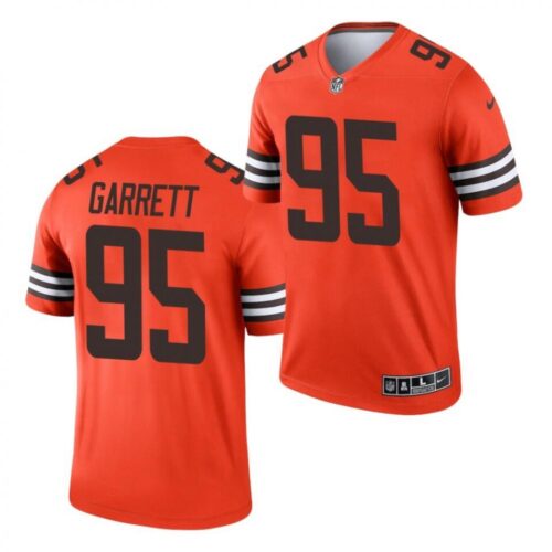 6862354299569_1 Men's Cleveland Browns #95 Myles Garrett Orange Inverted Legend Stitched Football Jersey