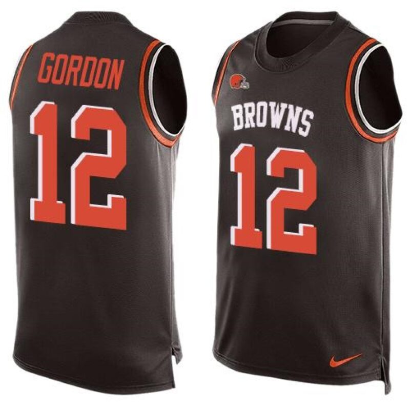6862356bd6eda_1 Browns #12 Josh Gordon Brown Team Color Men's Stitched NFL Limited Tank Top Jersey