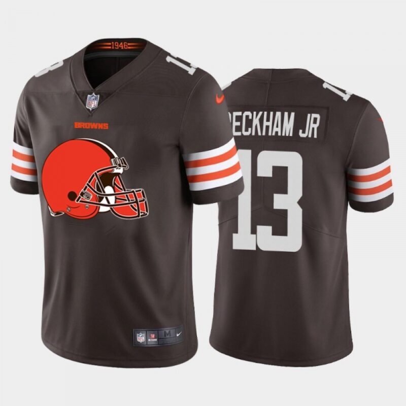 68623575b7902_1 Men's Cleveland Browns #13 Odell Beckham Jr. Brown 2020 Team Big Logo Limited Stitched Jersey