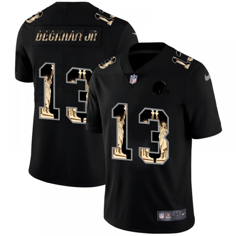 686235897d6da_1 Men's Cleveland Browns #13 Odell Beckham Jr. 2019 Black Statue of Liberty Limited Stitched NFL Jersey