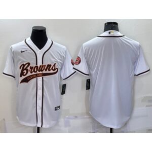 686235c5dd472_1 Men's Cleveland Browns Blank White With Patch Cool Base Stitched Baseball Jersey