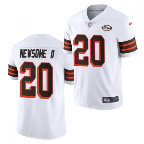 686235d9341f8_1 Men's Cleveland Browns #20 Greg Newsome II White 1946 Collection Vapor Stitched Football Jersey
