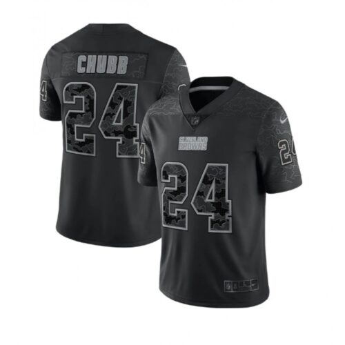 686235dfa1ecb_1 Men's Cleveland Browns #24 Nick Chubb Black Reflective Stitched Jersey