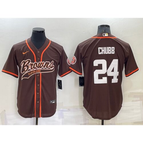 686235e2dc174_1 Men's Cleveland Browns #24 Nick Chubb Brown Stitched Jersey