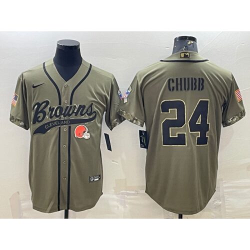 68623805221a3_1 Men's Cleveland Browns #24 Nick Chubb Olive 2022 Salute To Service Cool Base Stitched Baseball Jersey