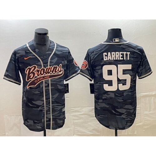 686238198c49f_1 Men's Cleveland Browns #95 Myles Garrett Grey Camo With Patch Cool Base Stitched Baseball Jersey