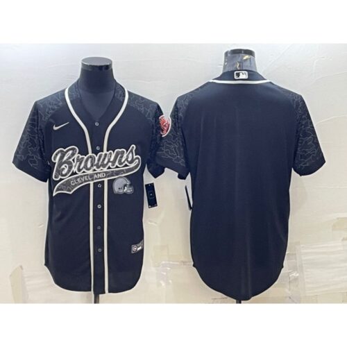 6862381fc6021_1 Men's Cleveland Browns Blank Black Reflective With Patch Cool Base Stitched Baseball Jersey