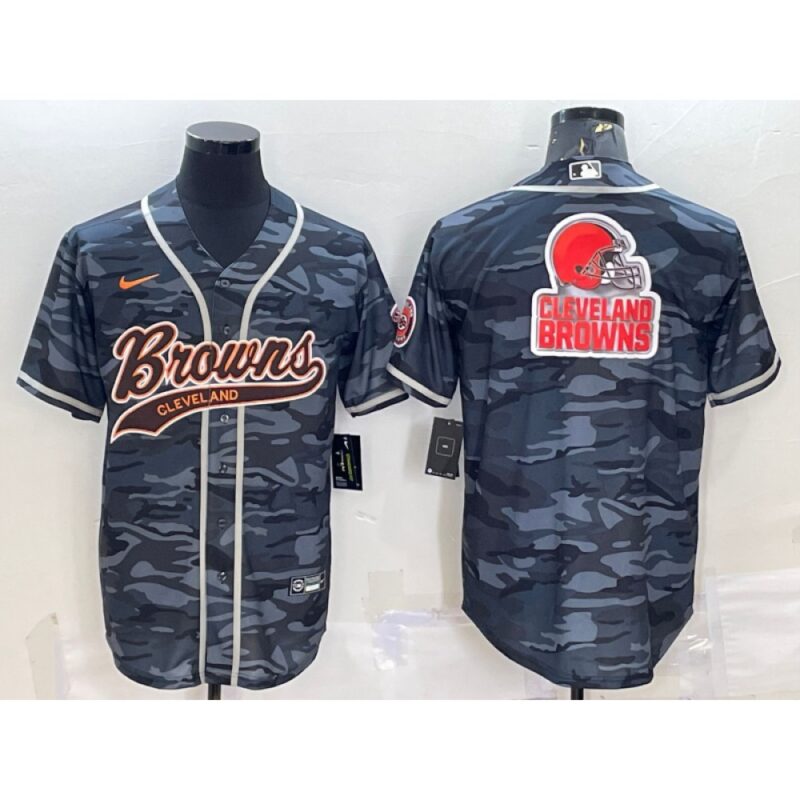68623822b9608_1 Men's Cleveland Browns Grey Camo Team Big Logo With Patch Cool Base Stitched Baseball Jersey