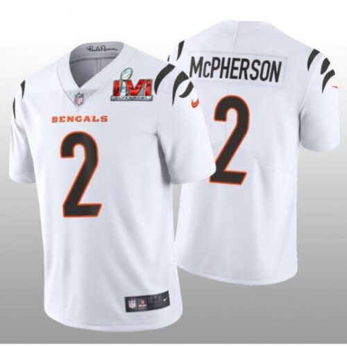 6862384f5895f_1 Men's Cincinnati Bengals #2 Evan McPherson 2022 White Super Bowl LVI Vapor Limited Stitched Jersey