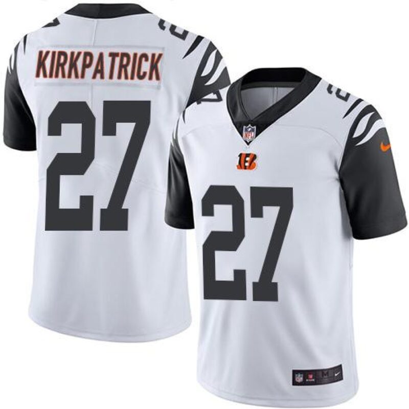 68623874853e8_1 Bengals #27 Dre Kirkpatrick White Men's Stitched NFL Limited Rush Jersey