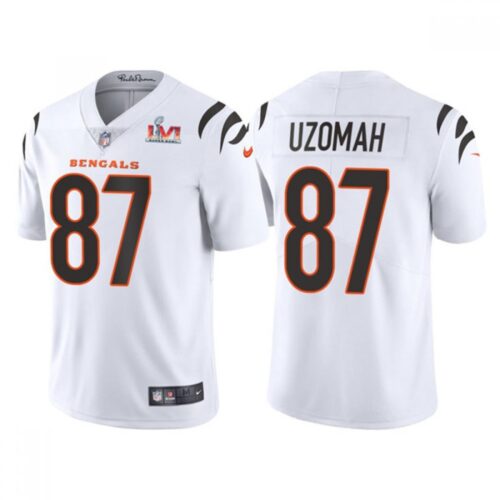 686238d6ea078_1 Men's Cincinnati Bengals #87 C.J. Uzomah 2022 White Super Bowl LVI Vapor Limited Stitched Jersey
