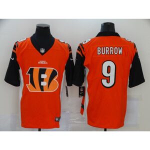 686239491370c_1 Men's Cincinnati Bengals #9 Joe Burrow Orange Team Big Logo Limited Stitched NFL Jersey