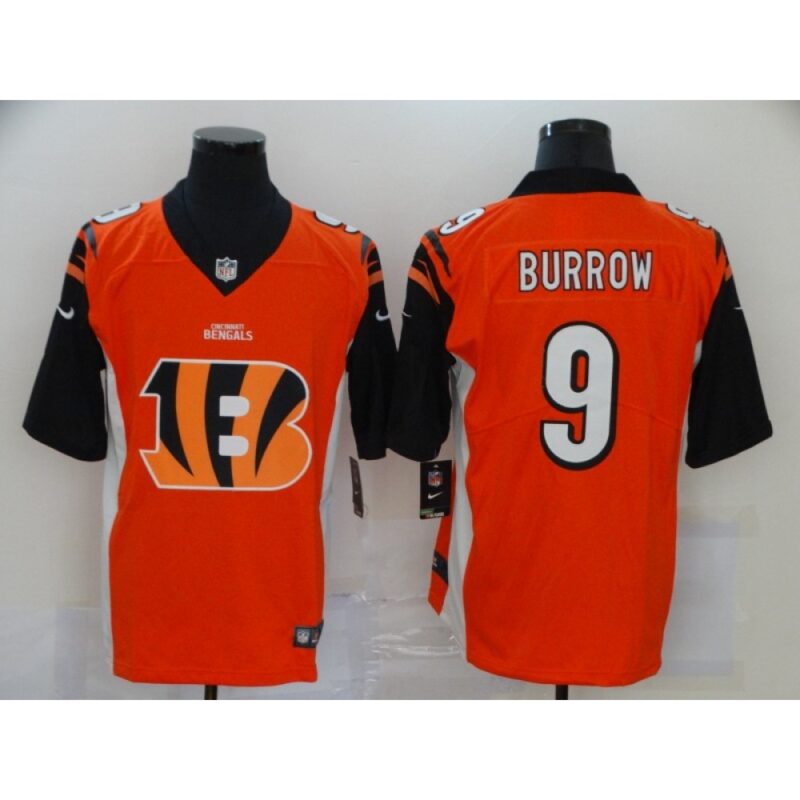 686239491370c_1 Men's Cincinnati Bengals #9 Joe Burrow Orange Team Big Logo Limited Stitched NFL Jersey