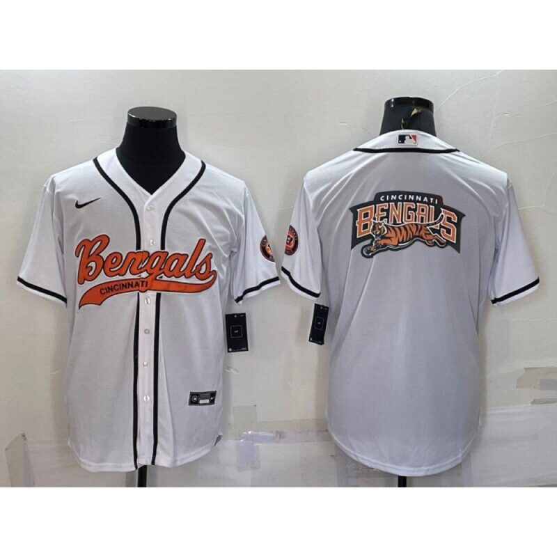 6862398f2dbeb_1 Men's Cincinnati Bengals White Team Big Logo With Patch Cool Base Stitched Baseball Jersey
