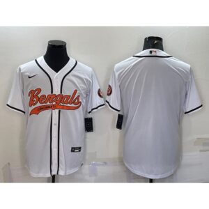 6862399249b39_1 Men's Cincinnati Bengals Blank White With Patch Cool Base Stitched Baseball Jersey