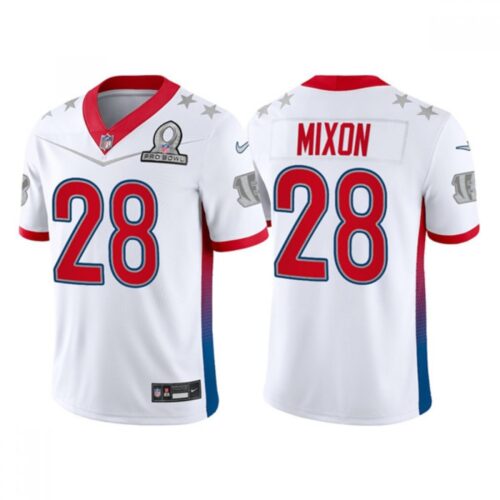 686239a61cfec_1 Men's Cincinnati Bengals #28 Joe Mixon 2022 White AFC Pro Bowl Stitched Jersey